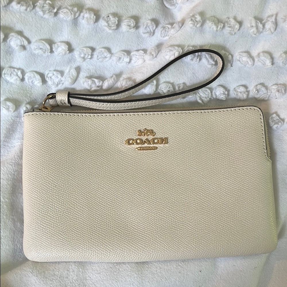 Coach Cream Wristlet Clutch